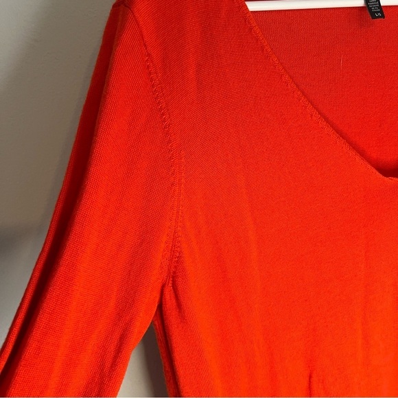 Eileen Fisher Womens Red 100% Merino Wool Long Sleeve V-Neck Tunic Sweater Sz L - Picture 5 of 9